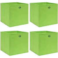 vidaXL Boîtes de rangement 4 pcs Vert 32x32x32 cm Tissu