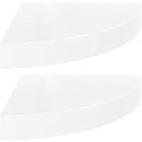 vidaXL Étagères d'angle flottantes 2 pièces Blanc brillant 25 x 25 x 3,8 cm MDF