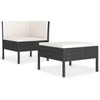 vidaXL Ensemble salon de jardin 2 pièces avec coussins Poly rotin noir