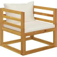 vidaXL Chaise de jardin avec coussins blanc crème en bois massif d'acacia