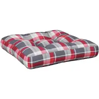vidaXL Coussin de palette motif à carreaux rouge 50x50x12 cm tissu