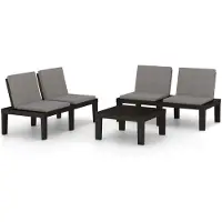 vidaXL Ensemble salon de jardin 3 pièces avec coussins plastique gris