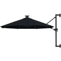vidaXL Parasol mural avec LEDs 300 cm noir
