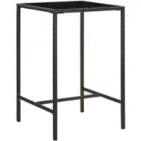 vidaXL Table de bar de jardin brune 70x70x110 cm Poly rotin et verre