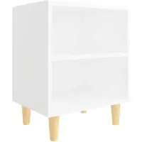 vidaXL Table de chevet avec pieds en bois massif Blanc 40x30x50 cm