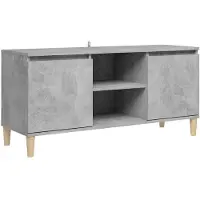 vidaXL Armoire TV avec pieds en bois massif gris béton 103,5x35x50 cm
