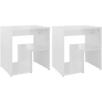 vidaXL Tables de chevet 2pcs blanc brillant 40x30x40cm bois ingénierie
