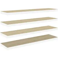 vidaXL Étagères flottantes 4 pcs chêne et blanc 120x23,5x3,8 cm MDF