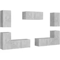 vidaXL 7 Piece TV Cabinet Set Concrete Grey Engineered Wood