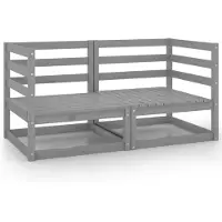 vidaXL Canapé de jardin 2 places Gris Pin massif