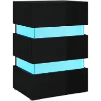 vidaXL Table de chevet à LED noir brillant 45x35x67 cm bois ingénierie