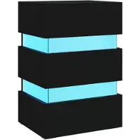 vidaXL Table de chevet à LED Noir 45x35x67 cm Bois d'ingénierie
