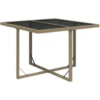 vidaXL Table de jardin beige 109x107x74 cm Poly rotin et verre