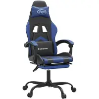 vidaXL Chaise de jeu avec repose-pieds Noir et bleu Similicuir