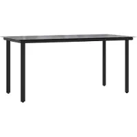 vidaXL Table de jardin noire 160x80x74 cm Acier et verre trempé