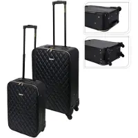 ProWorld Set de 2 valises matelassées Noir
