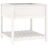 vidaXL Jardinière avec étagère Blanc 82,5x82,5x81cm Bois massif de pin
