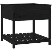 vidaXL Jardinière avec étagère Noir 82,5x82,5x81 cm Bois massif de pin