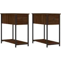 vidaXL Tables de chevet 2pcs chêne marron 30x60x60cm bois d'ingénierie