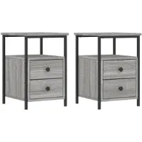 vidaXL Tables de chevet 2 pcs sonoma gris 34x35,5x50cm bois ingénierie