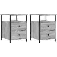 vidaXL Tables de chevet 2 pcs sonoma gris 44x45x60cm bois d'ingénierie