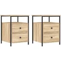 vidaXL Tables de chevet 2pcs chêne sonoma 44x45x60cm bois d'ingénierie
