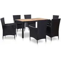 vidaXL Ensemble de jardin 7 pièces avec coussins Poly rotin noir