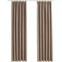 vidaXL Rideaux occultants avec crochets 2 pcs Taupe 140x245 cm