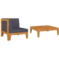 vidaXL Ensemble salon de jardin 2 pièces avec coussins en bois massif d'acacia