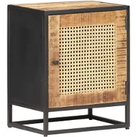 vidaXL Table de chevet 40x30x50 cm Bois de manguier et canne naturelle