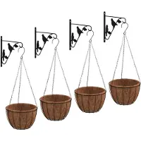 vidaXL Pots de fleurs avec supports et inserts 4 pcs. noir acier