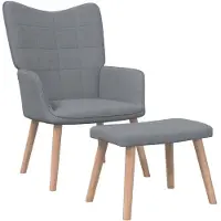 vidaXL Fauteuil relax avec pouf Tissu gris clair