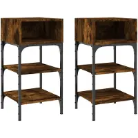 vidaXL Tables de chevet 2pcs chêne fumé 35x34,5x70 c bois d’ingénierie