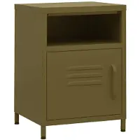 vidaXL Table de chevet Vert olive 35x35x51 cm Acier