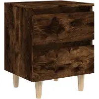 vidaXL Table de chevet avec pieds en bois Chêne fumé 40x35x50 cm