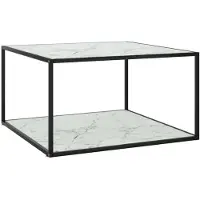 vidaXL Table basse noire avec verre blanc imitation marbre 90x90x50 cm