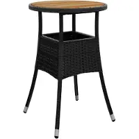 vidaXL Table de jardin Ø60x75 cm acacia et poly rotin noir