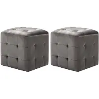 vidaXL 2 pcs Tables de chevet Gris 30x30x30 cm Tissu velours