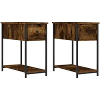 vidaXL Tables de chevet 2 pcs chêne fumé 30x60x60 cm bois d'ingénierie