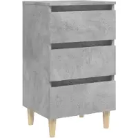 vidaXL Table de chevet avec pieds en bois solide gris béton 40x35x69cm