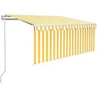 vidaXL Store automatique rétractable avec volant 3x2,5 m jaune et blanc