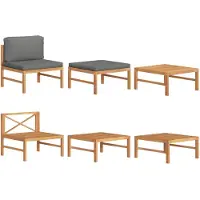 vidaXL Ensemble de salon de jardin 3 pièces avec coussins gris foncé teck
