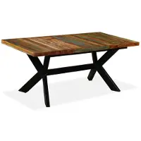 vidaXL Table de salle à manger en vieux bois massif et structure en acier 180 cm