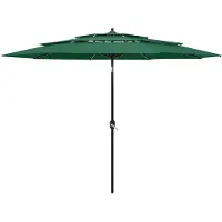 vidaXL Parasol 3-Schicht mit Aluminiumpol 3 m grün