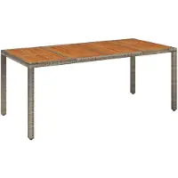 vidaXL Table de jardin avec plateau en bois Gris 190x90x75 cm Poly rotin