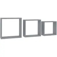 vidaXL Étagères murales sous forme de cube 3 pcs Gris MDF