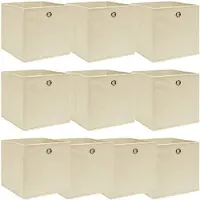 vidaXL Boîtes de rangement 10 pcs. Crème 32x32x32 cm Tissu