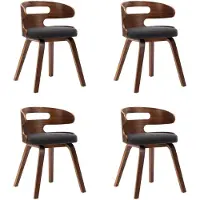 vidaXL Chaises de salle à manger 4 pcs. Gris foncé Bois courbé et tissu