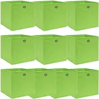 vidaXL Boîtes de rangement 10 pcs. Vert 32x32x32 cm Tissu