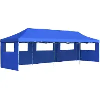 vidaXL Tente pliante pop-up avec 5 parois latérales 3x9 m bleu